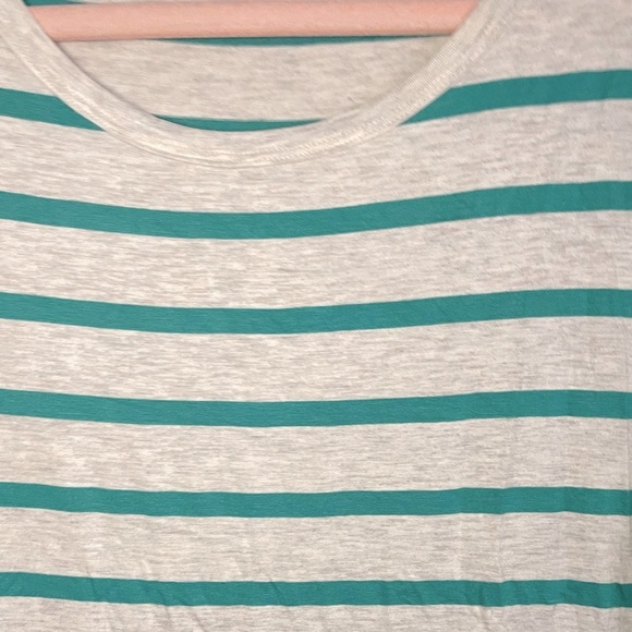 Teal and Gray Striped Lularoe Julia Dress - Picture 4 of 8